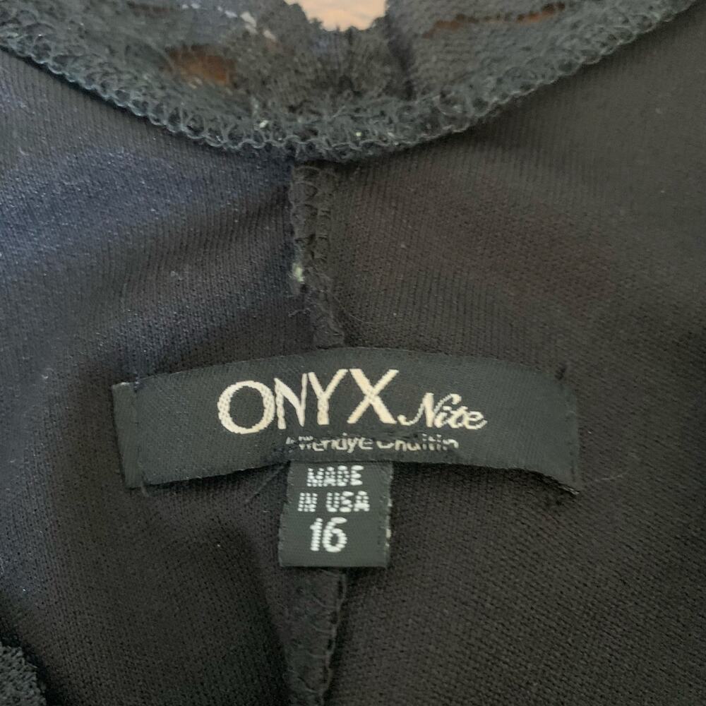 Onyx Nite Black Sequin V Neck Knee Length Dress Size 16 - Picture 8 of 9